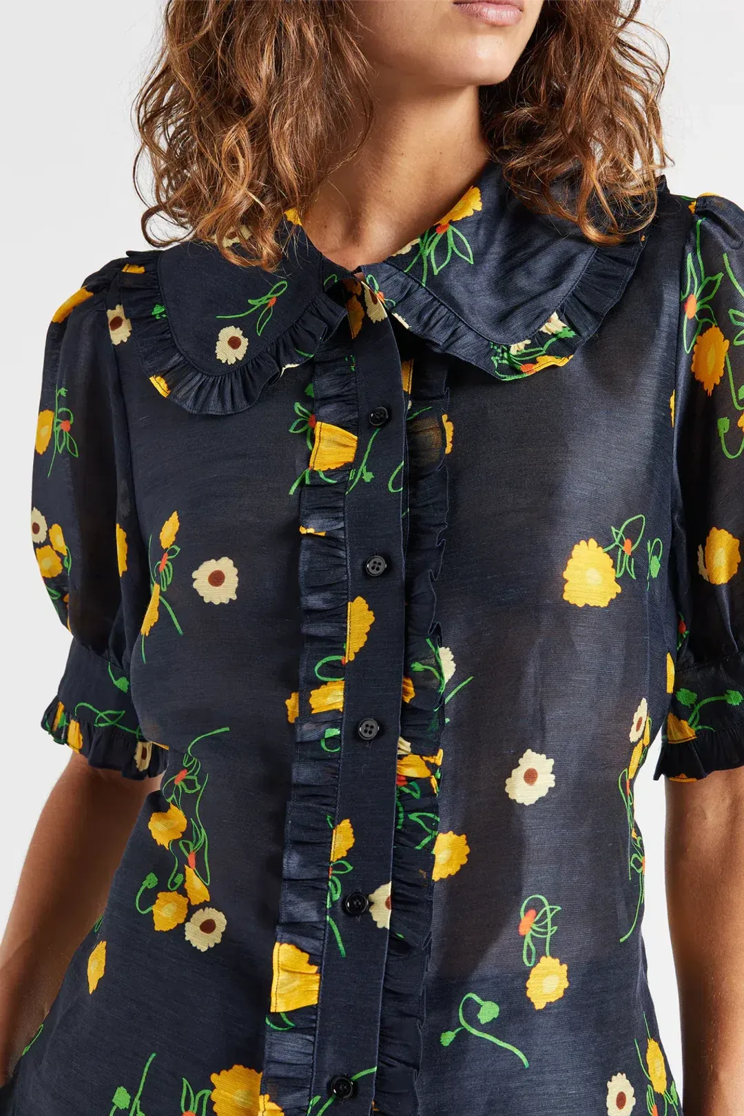 Lee Mathews Ketty Blouse in Navy Floral Size 1/Au 8 for rent on The Volte - main image
