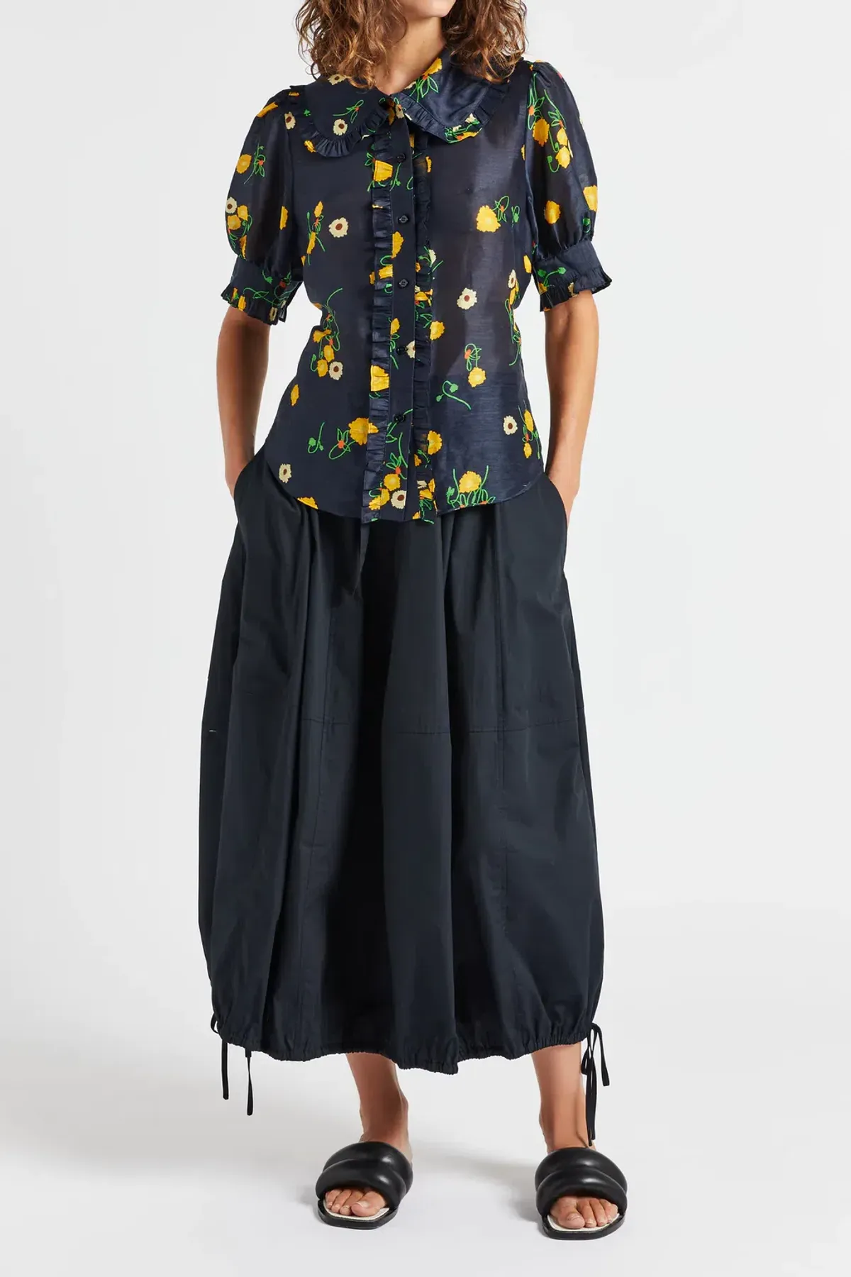 Lee Mathews Ketty Blouse in Navy Floral Size 1/Au 8 for rent on The Volte - main image