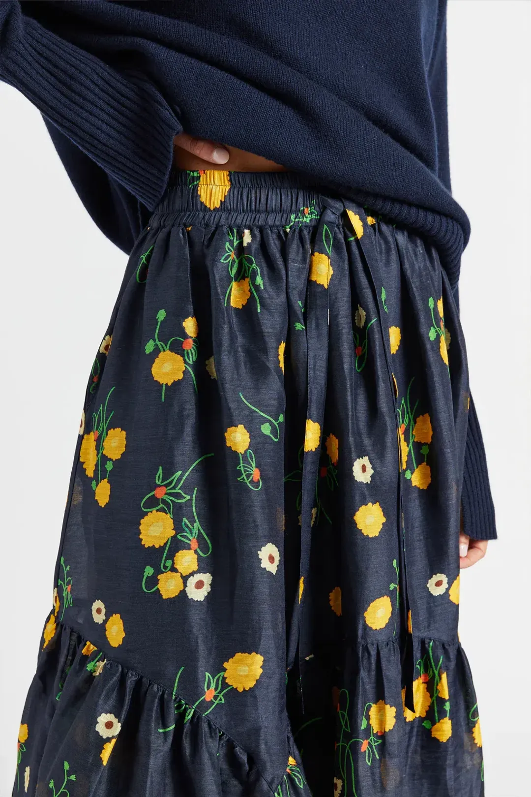 Lee Mathews Ketty Maxi Skirt in Navy Floral Size 1/Au 8 for rent on The Volte - main image