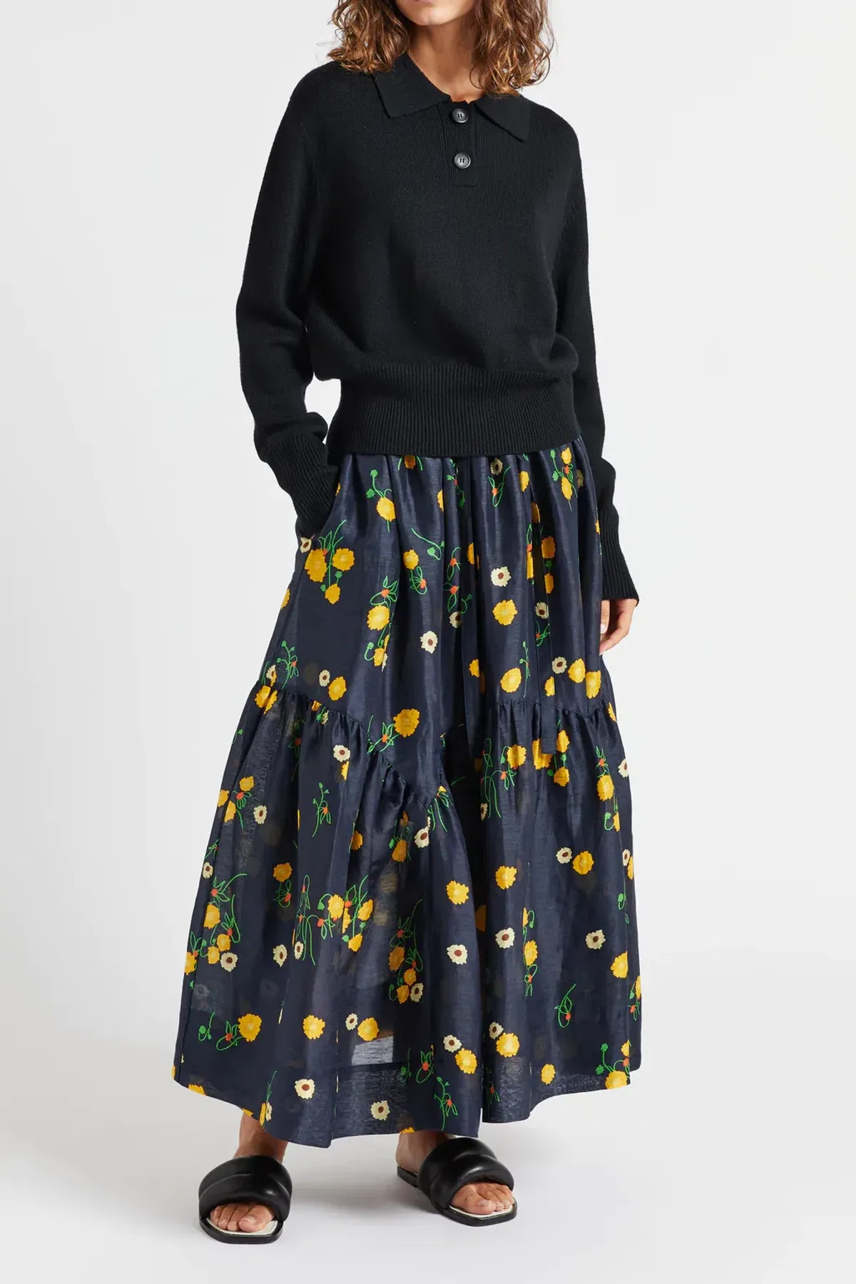 Lee Mathews Ketty Maxi Skirt in Navy Floral Size 1/Au 8 - Image 1