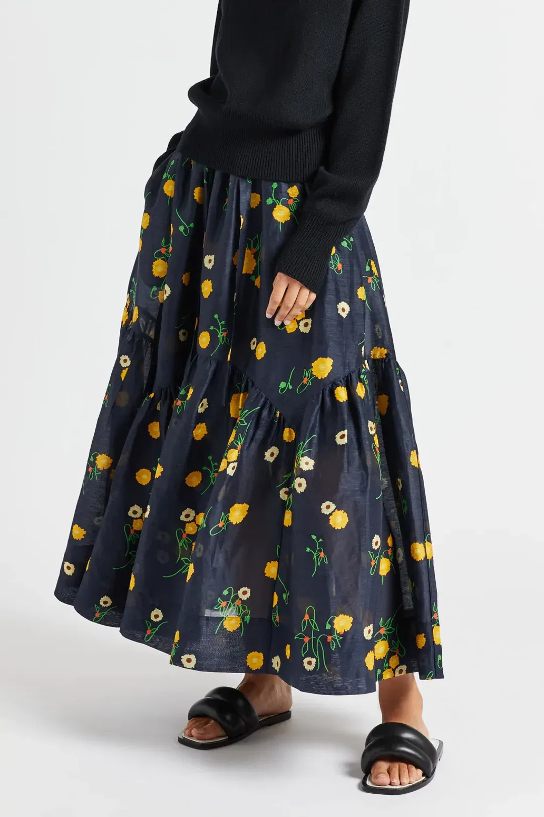 Lee Mathews Ketty Maxi Skirt in Navy Floral Size 1/Au 8 for rent on The Volte - main image