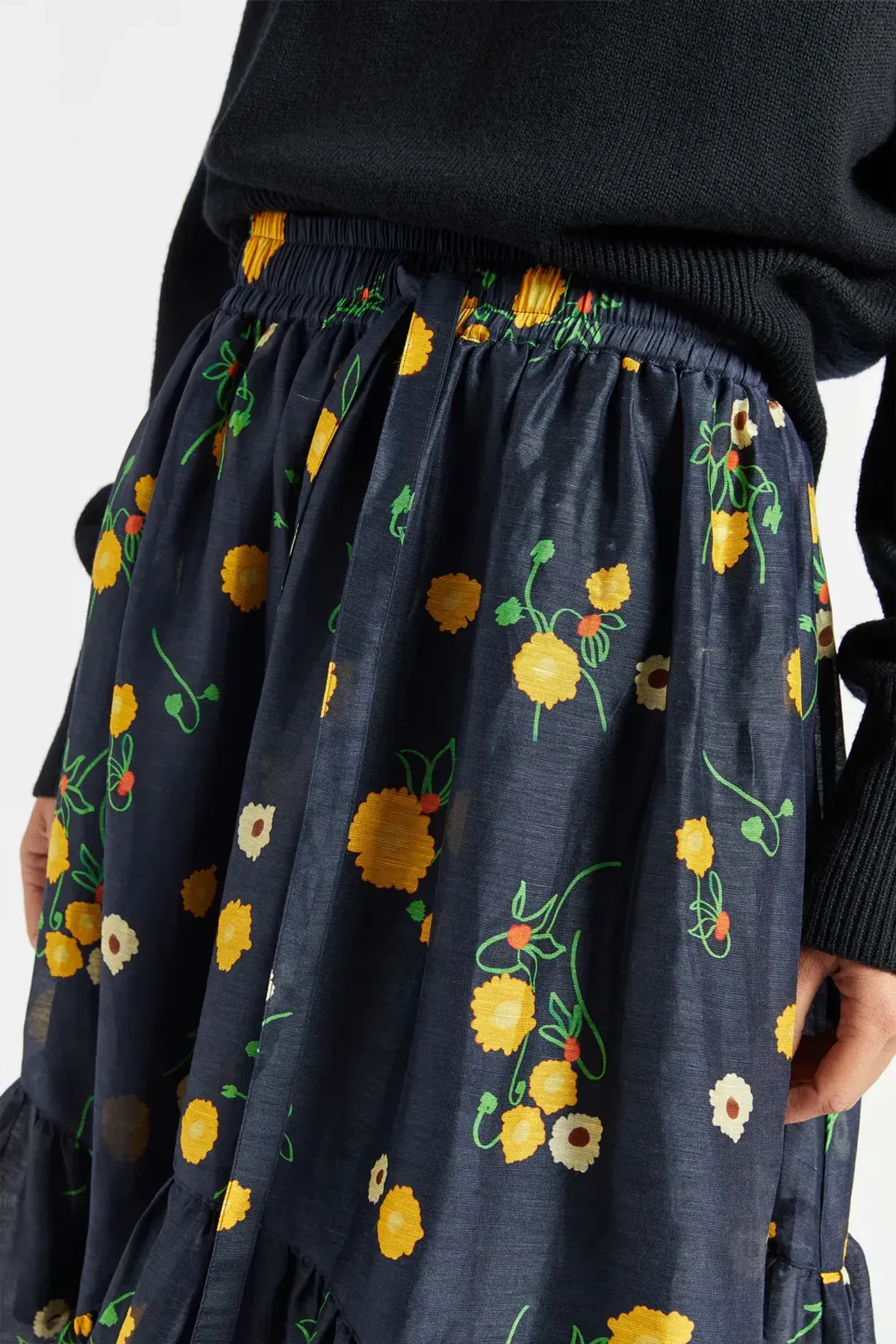 Lee Mathews Ketty Maxi Skirt in Navy Floral Size 1/Au 8 - Image 3