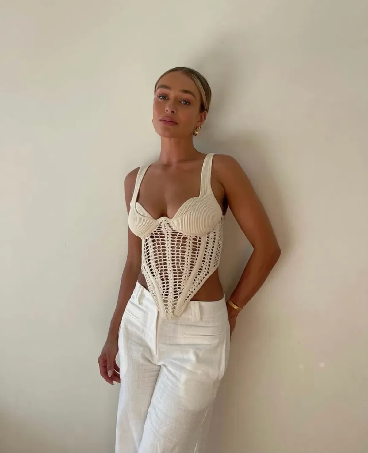 Dion Lee Crochet Corset Cream Size XS/Au 6 - Image 1