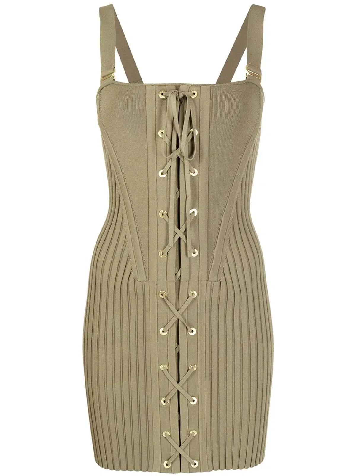 Dion Lee Laced Corset Mini Dress Moss Green Size S/AU 8 - Image 4