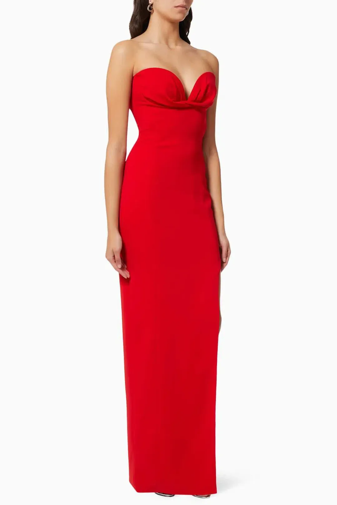 Monot Strapless Side-Slit Crepe Gown Red Size 6 for rent on The Volte - main image