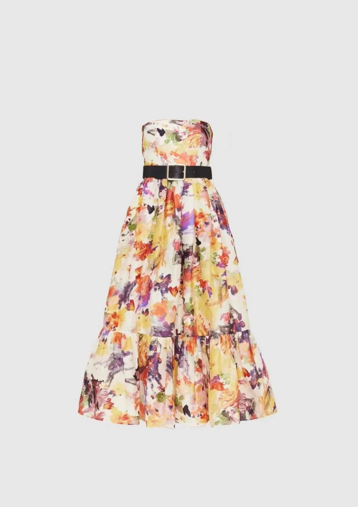 Leo Lin Poise Buster Midi Dress Water Poise Print Size AU 8 for rent on The Volte - main image