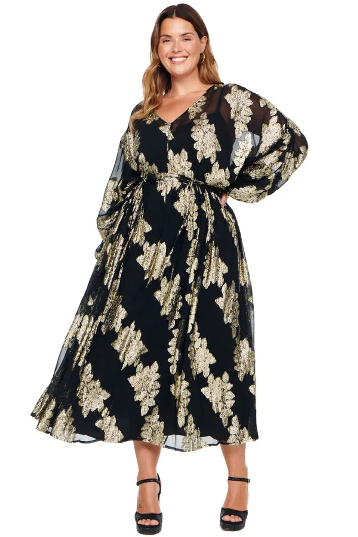 Never Fully Dressed Jaquard Missi Dress Black/Print Size 18 for rent on The Volte - main image