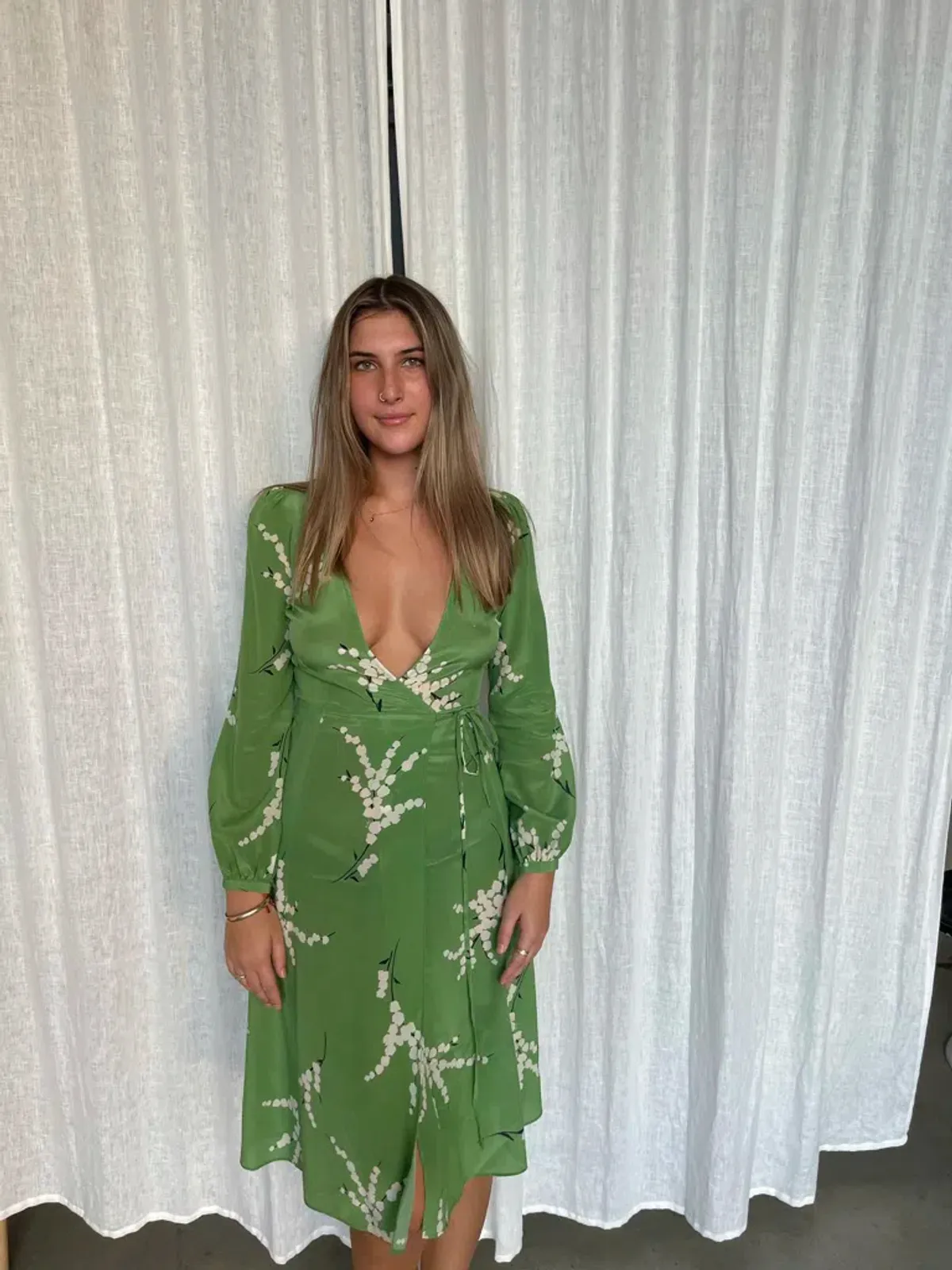 Realisation Par Violette Midi Dress Summer Loving Green Size XS/Au 6 - Image 1