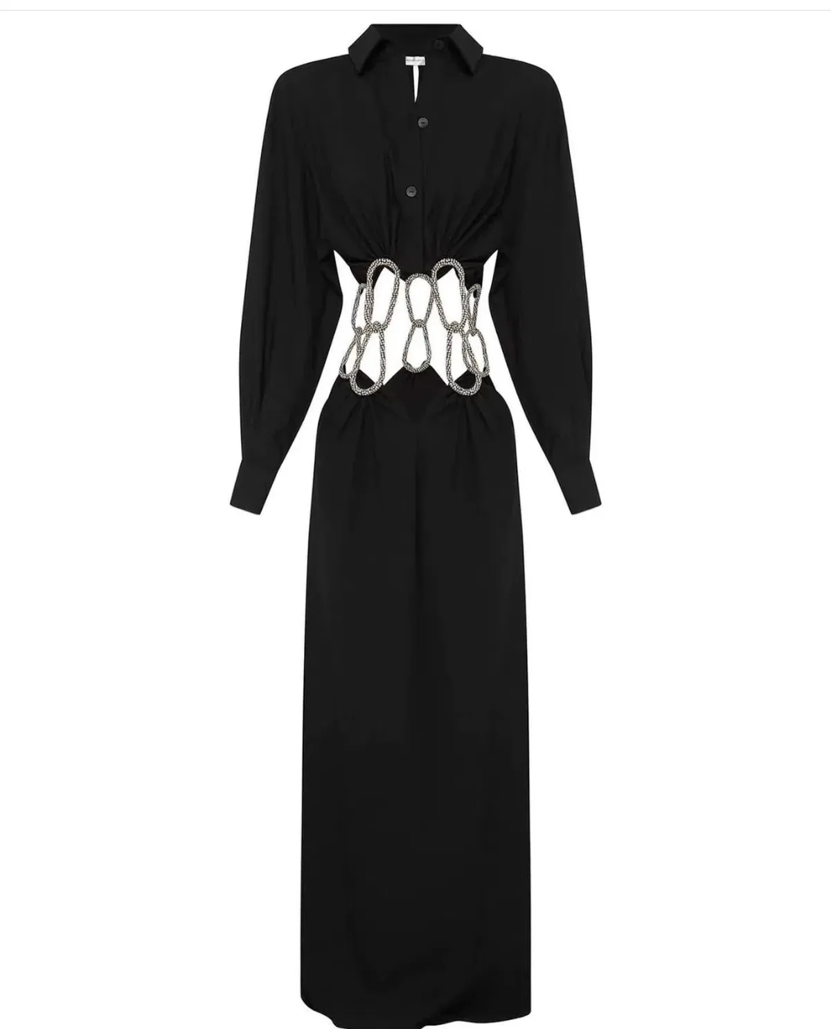 Christopher Esber Pendulant Crystal Linked Long Sleeve Dress Black Size 6 - Image 2