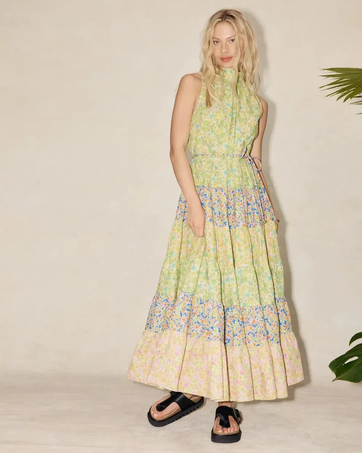 Alemais Daisy Spliced Midi Dress Multi Size 14 - Image 1