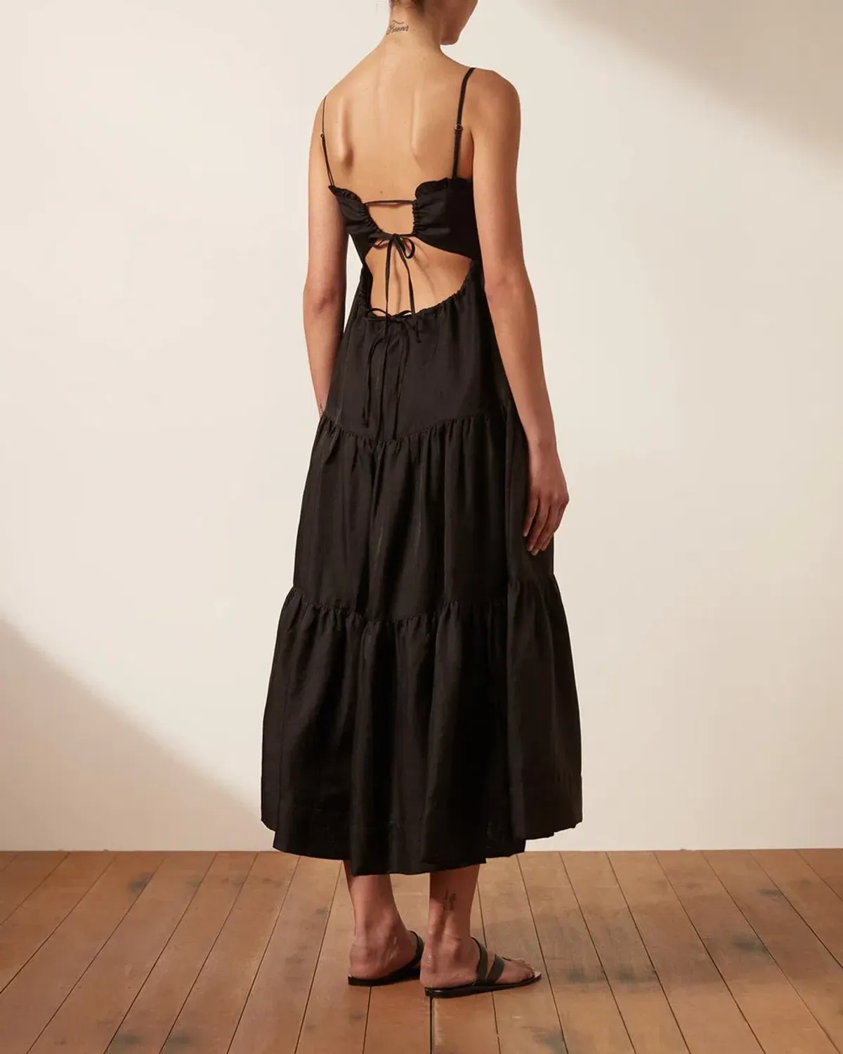 Shona Joy Bruna Linen Midi Black Size 8 - Image 3