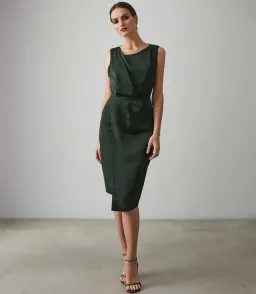Reiss Karina Cross Back Cocktail Dress Green Size 6 for rent on The Volte - image 1