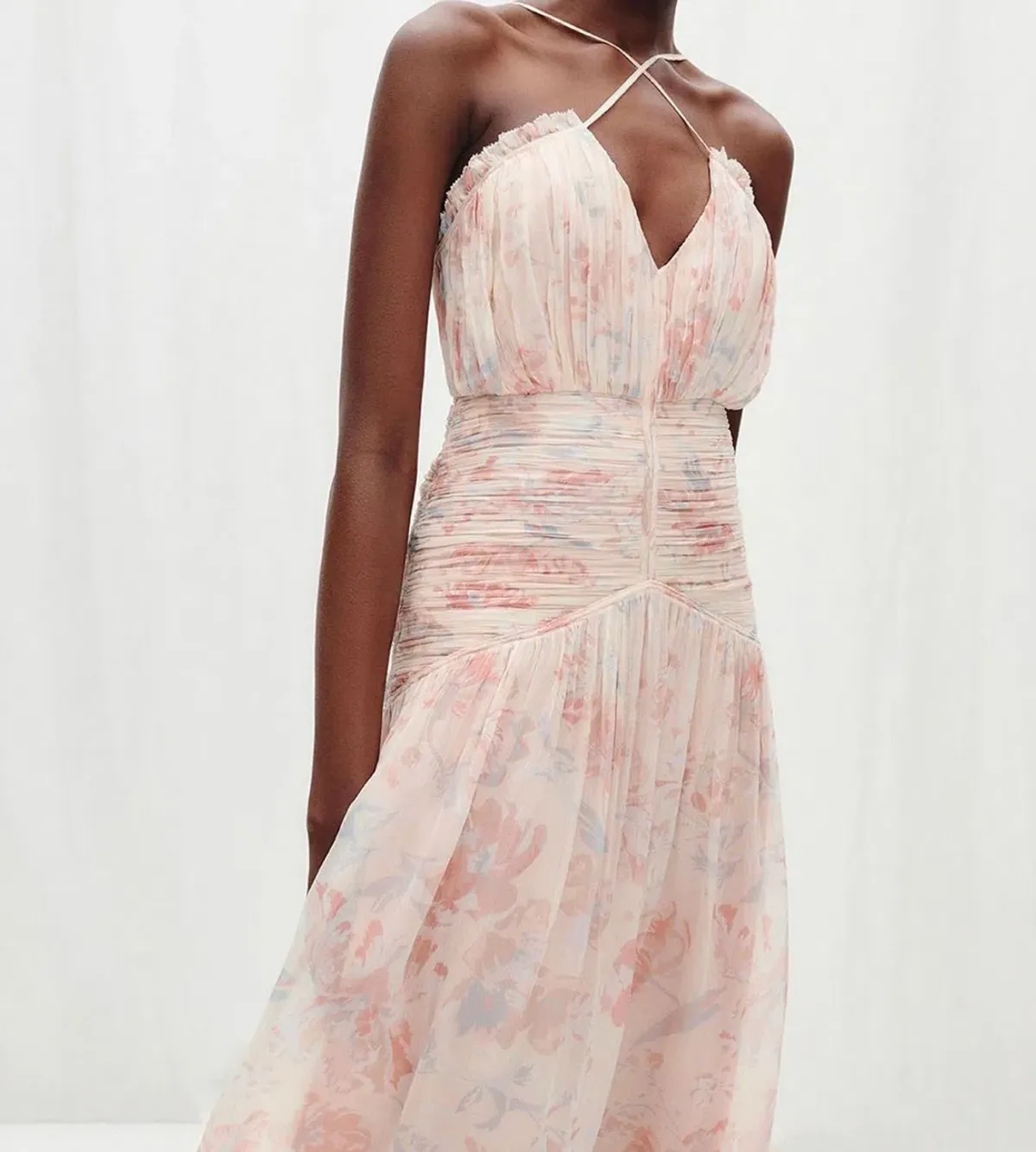 Shona Joy Faye Cross Front Midi Dress Floral Size 10 - Image 5