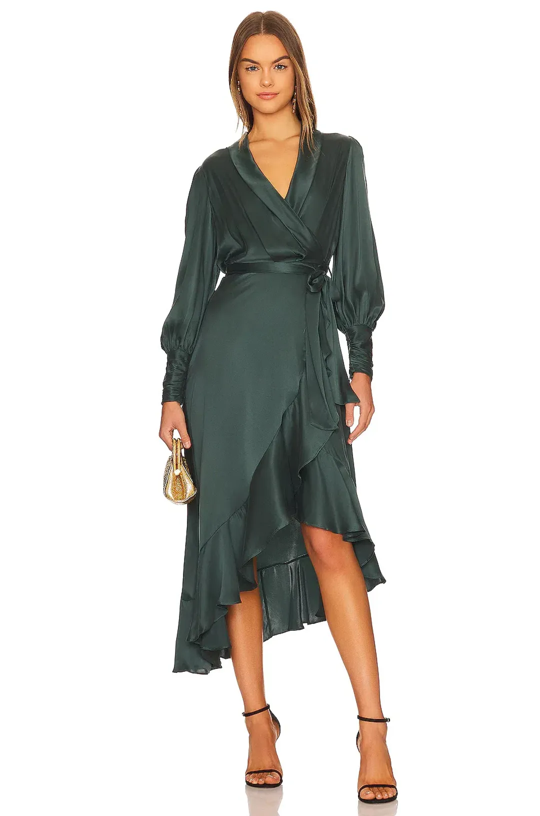Zimmermann Silk Wrap Midi Dress Green Size 0 / Au 8 for rent on The Volte - main image