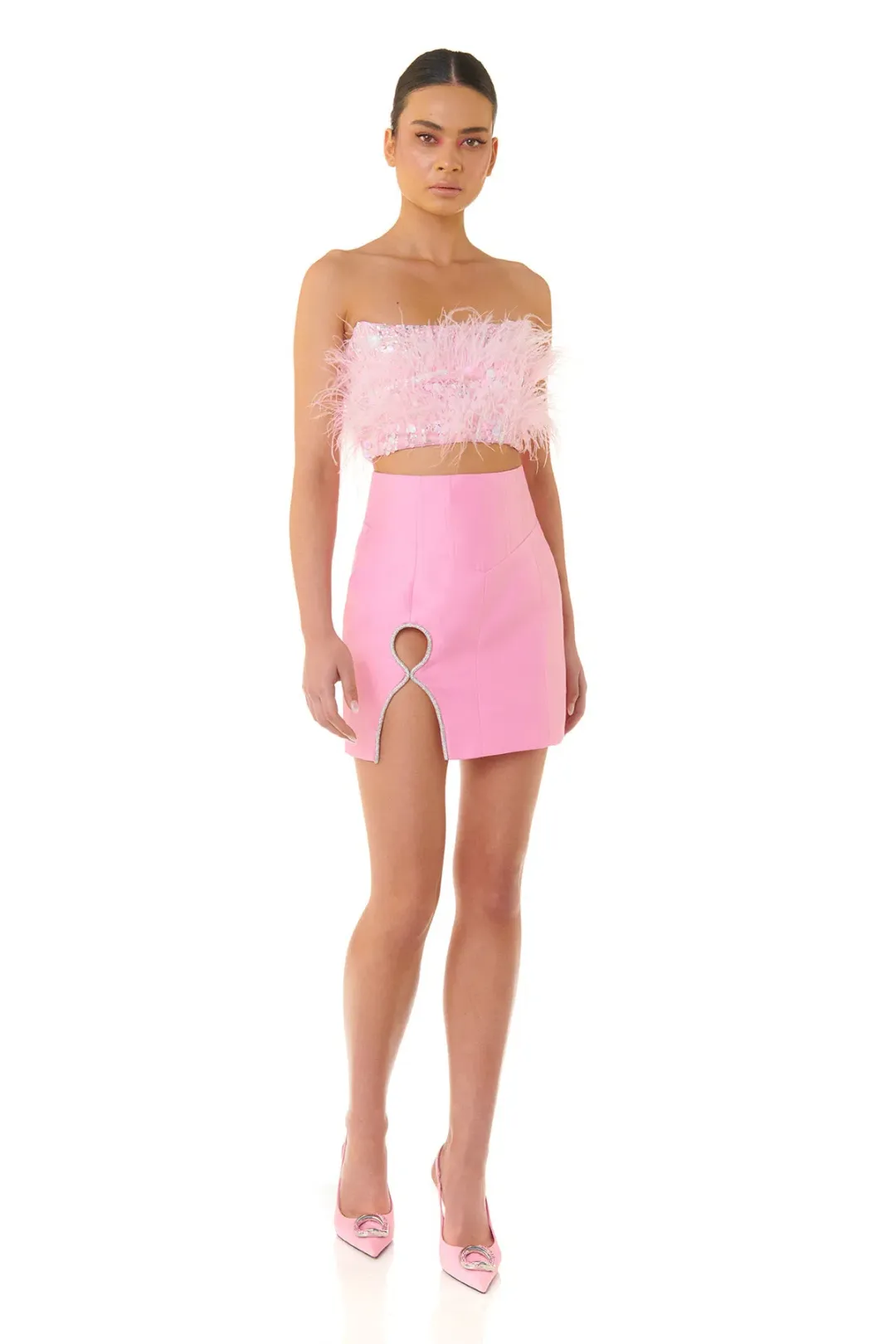 Eliya The Label Heather Crop Top and Simone Skirt Set Pink Size XS / Au 6 for rent on The Volte - main image
