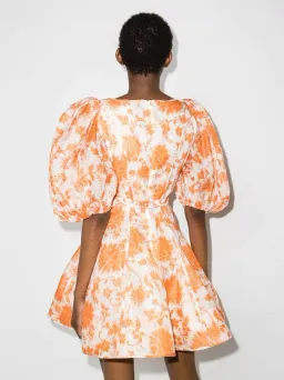 Zimmermann Postcard Puff Sleeve Flared Mini Dress Orange Tonal Floral AU14 (22:11) for rent on The Volte - image 6