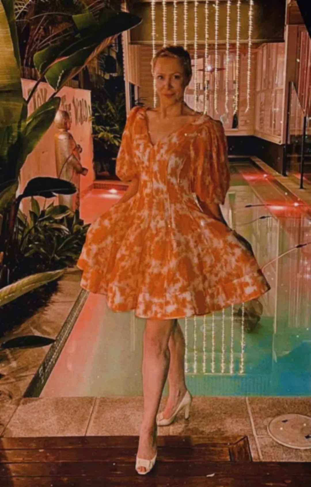 Zimmermann Postcard Puff Sleeve Flared Mini Dress Orange Tonal Floral AU14 (22:11) for rent on The Volte - main image