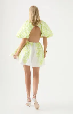 Aje Botanical Applique Mini Dress Ivory/Citrus Yellow Size 10 / M for rent on The Volte - image 2