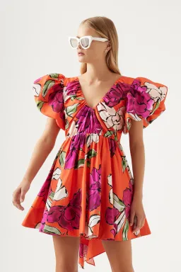 Aje Gretta Bow Back Mini Dress Floral Size 6 / XS for rent on The Volte - image 2
