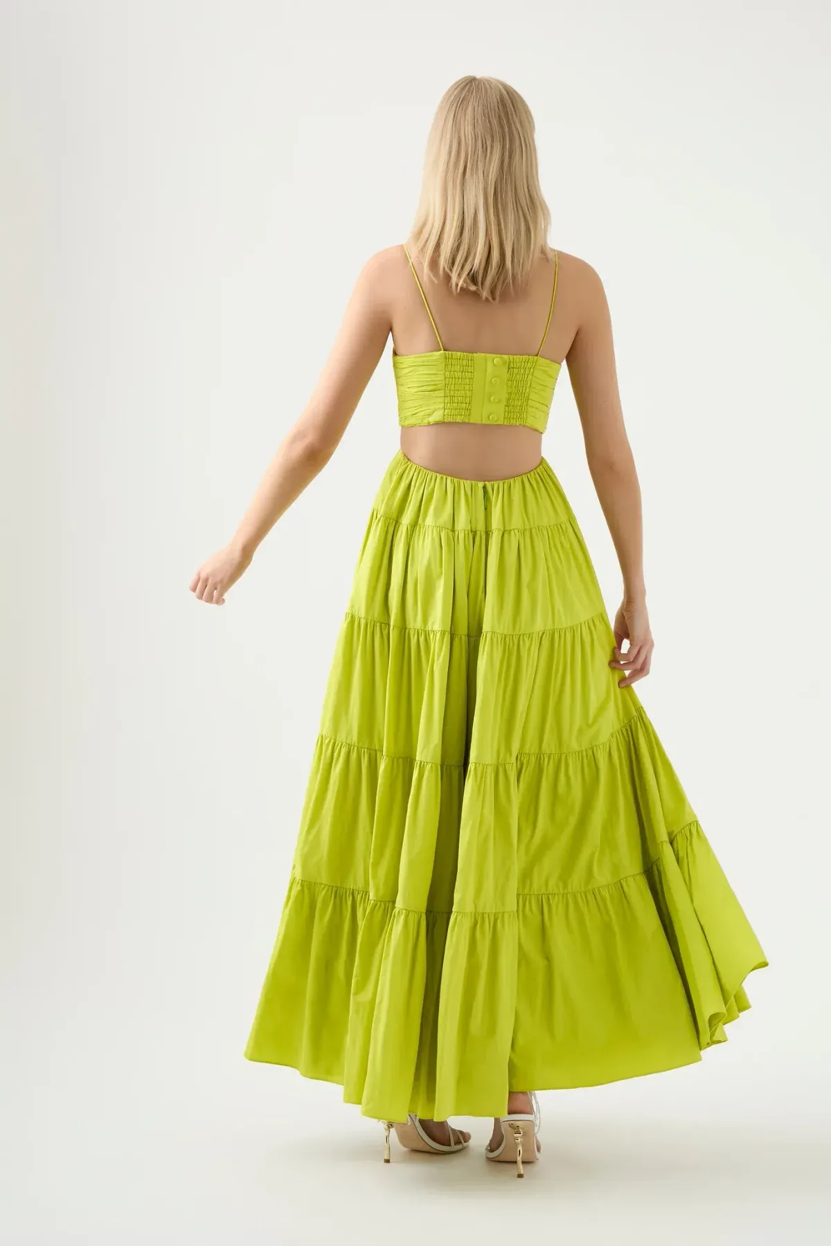 Aje Sartre Tiered Maxi Dress Green Size 8 / S - Image 3