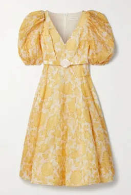 Zimmermann Postcard Puff Sleeve Midi Dress in Yellow AU14 (22:12) for rent on The Volte - image 7
