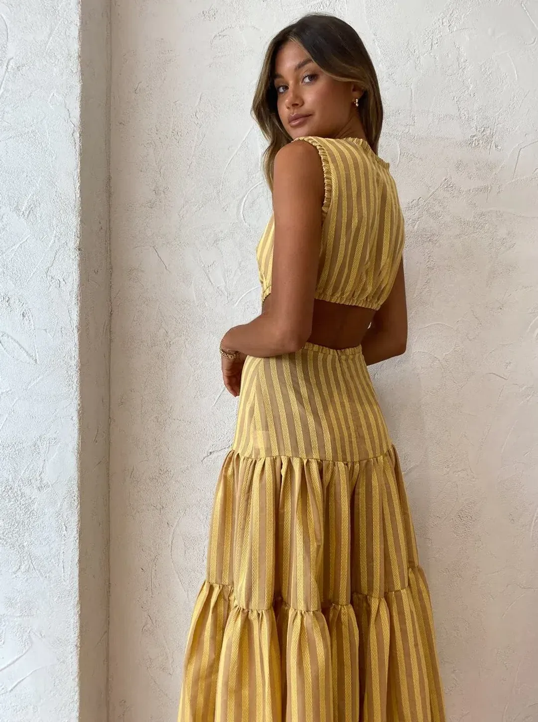 Bec & Bridge Liliana Maxi Dress Yellow Print Size 8 for rent on The Volte - main image