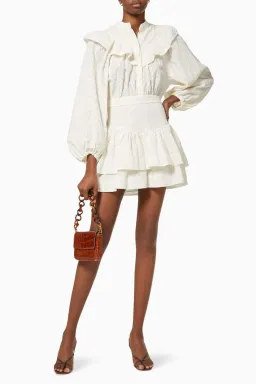 Shona Joy Magnolia Frill Mini Dress Cream Size 12 for rent on The Volte - image 1