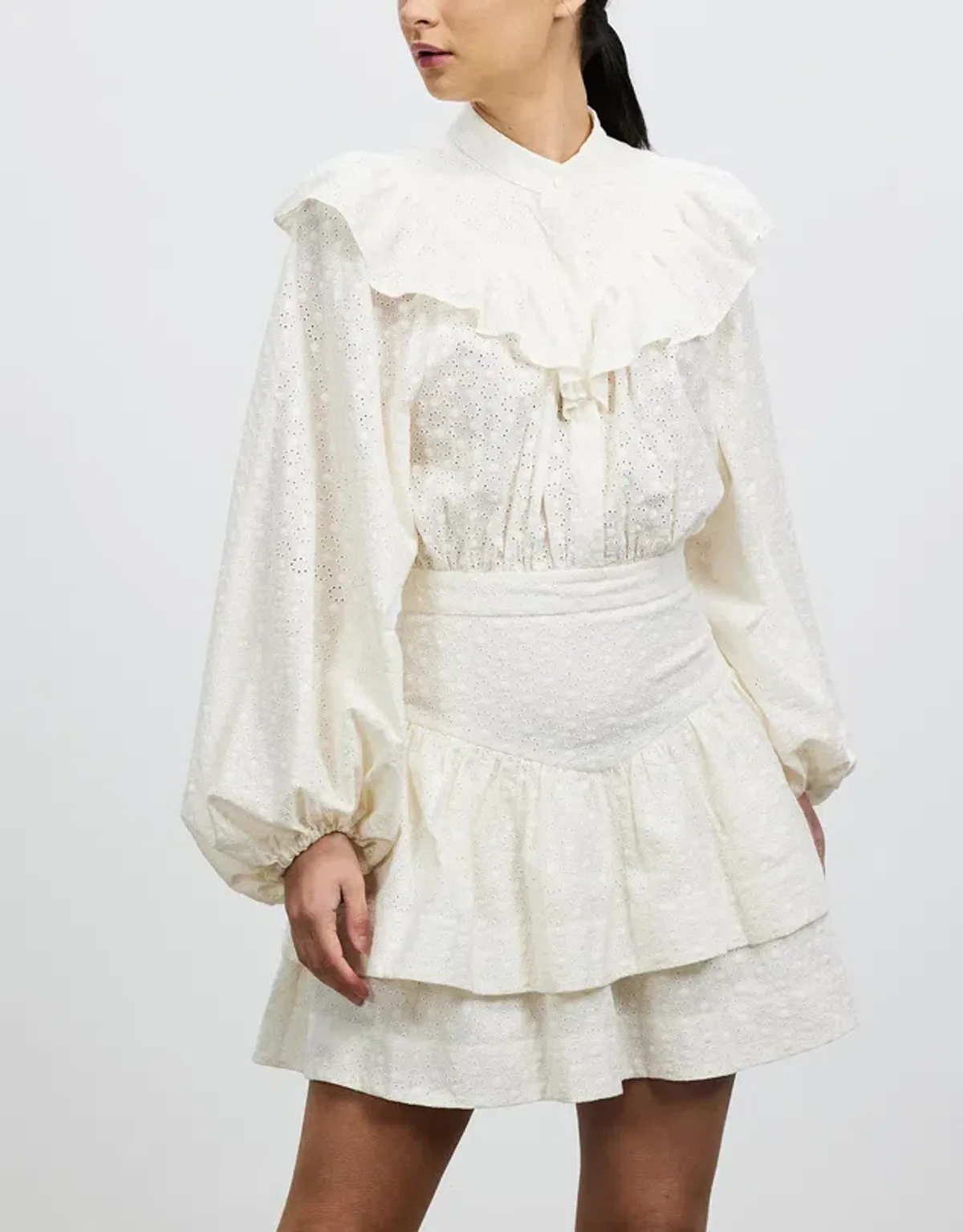 Shona Joy Magnolia Frill Mini Dress Cream Size 12 - Image 2