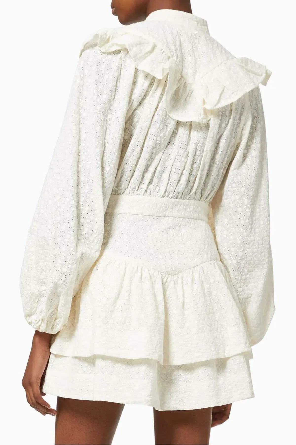 Shona Joy Magnolia Frill Mini Dress Cream Size 12 - Image 4