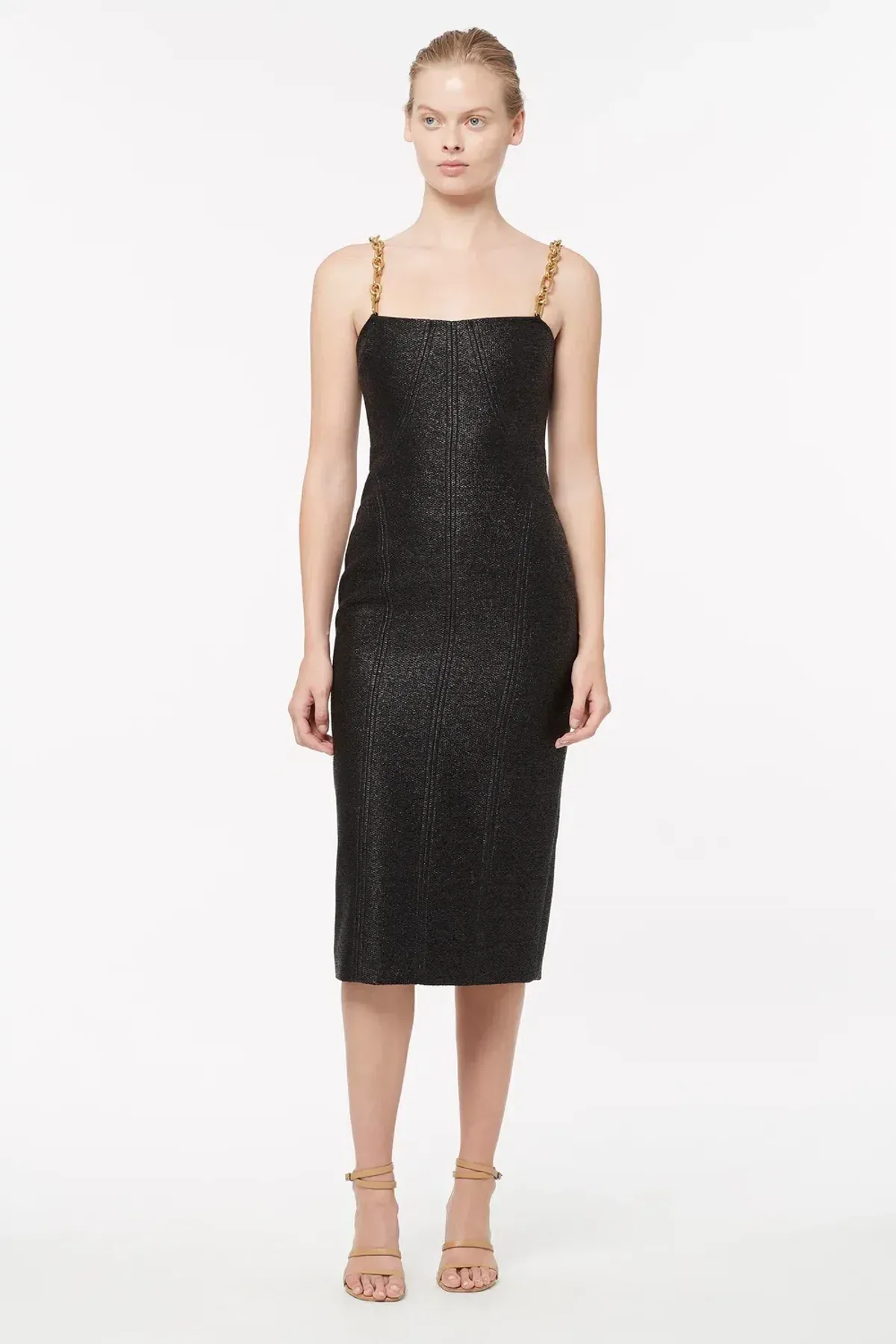 Manning Cartel Neo Classic Midi Dress with Chain Straps Black Size 12 - Image 1