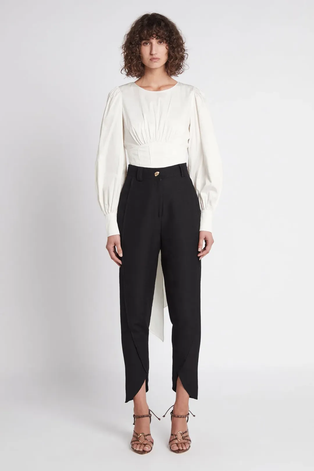 Aje Poised Lace Up Cropped Top Ivory Size 12 / L for rent on The Volte - main image