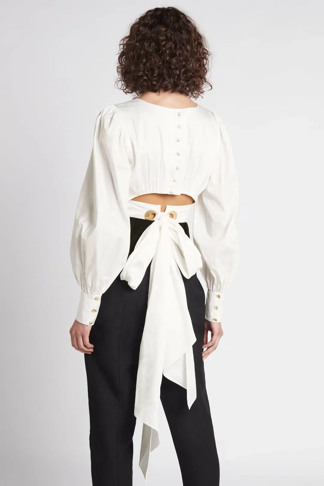 Aje Poised Lace Up Cropped Top Ivory Size 12 / L for rent on The Volte - main image