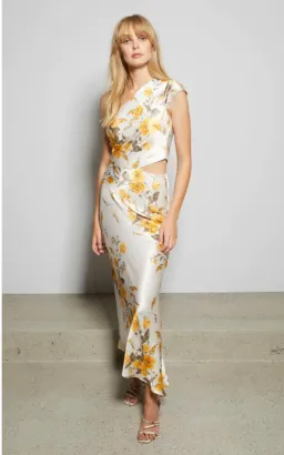 Bec & Bridge Matilde Asymmetric Midi Dress Floral Size 10 for rent on The Volte - image 1