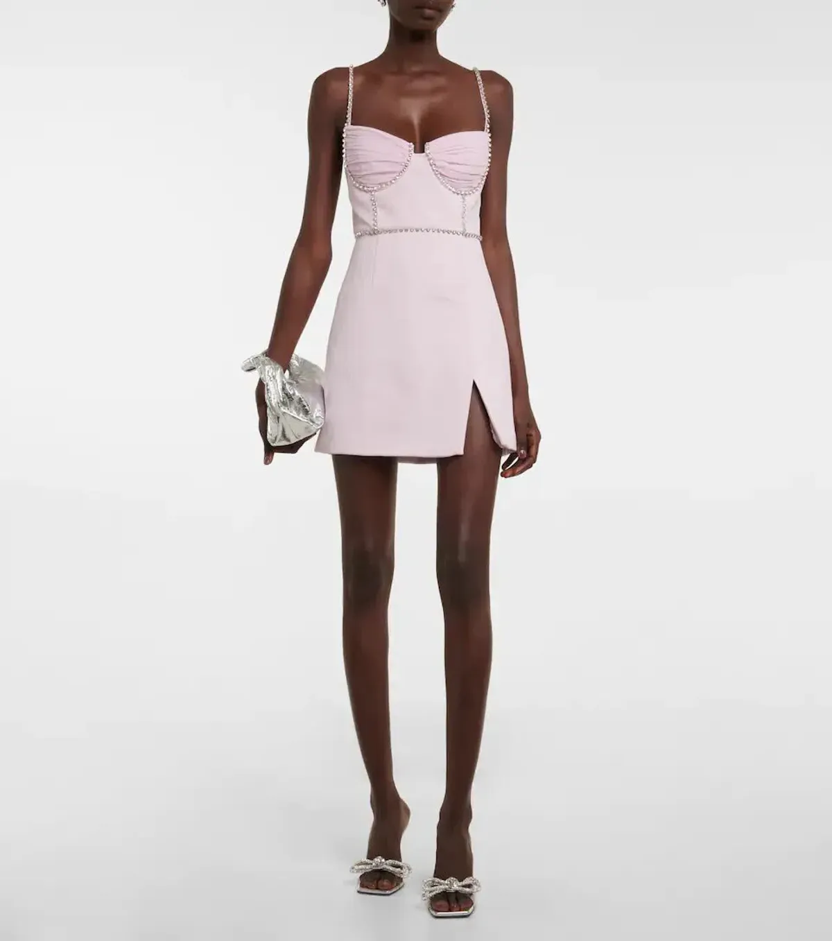 Self Portrait Chiffon and Crepe Mini Dress Pink Size 10 for rent on The Volte - main image