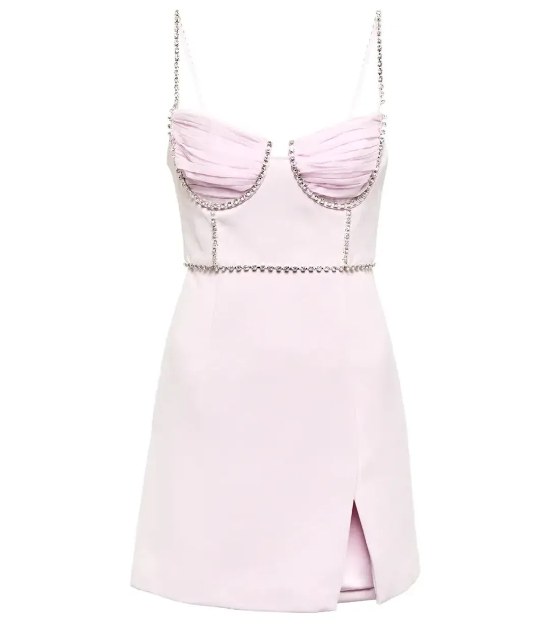 Self Portrait Chiffon and Crepe Mini Dress Pink Size 10 for rent on The Volte - main image