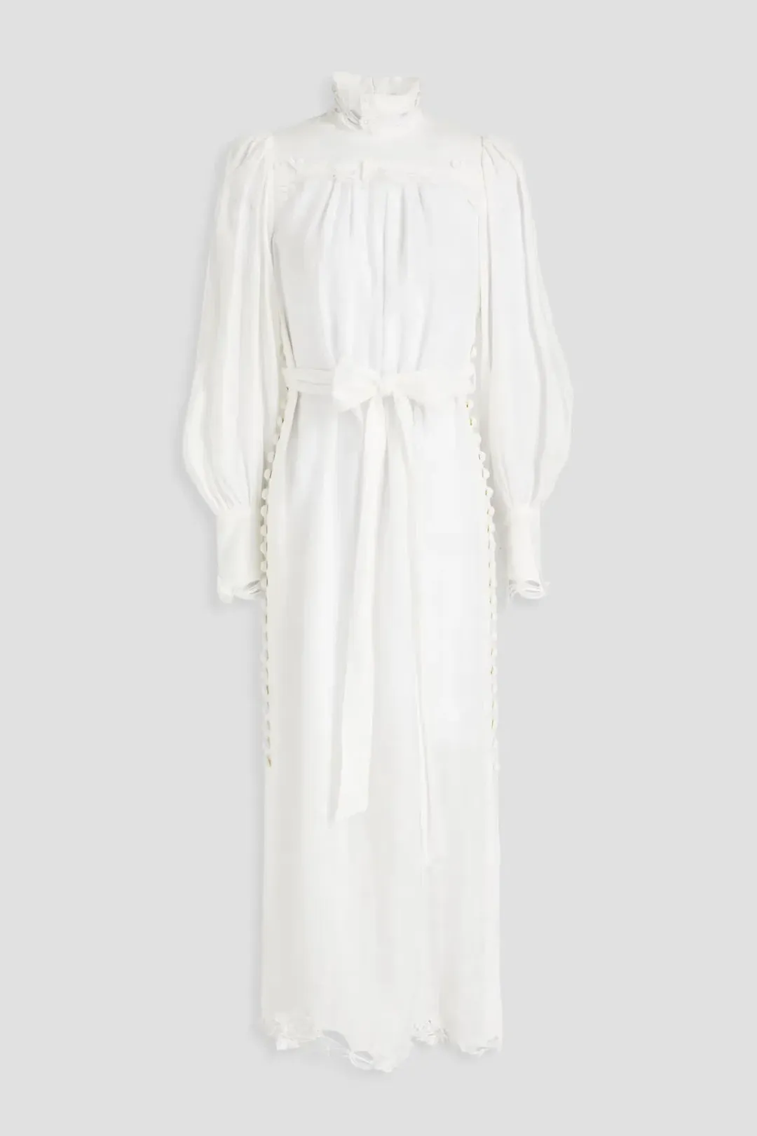 Zimmermann Guipure Lace Trimmed Linen Midi Dress White Size 2 / Au 12 for rent on The Volte - main image