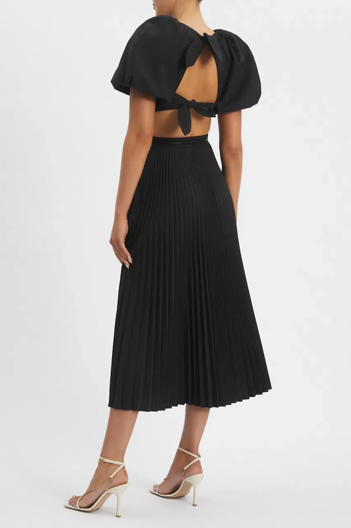 Rebecca Vallance Magdalena Puff Sleeve Midi Dress Black Size 8 - Image 3