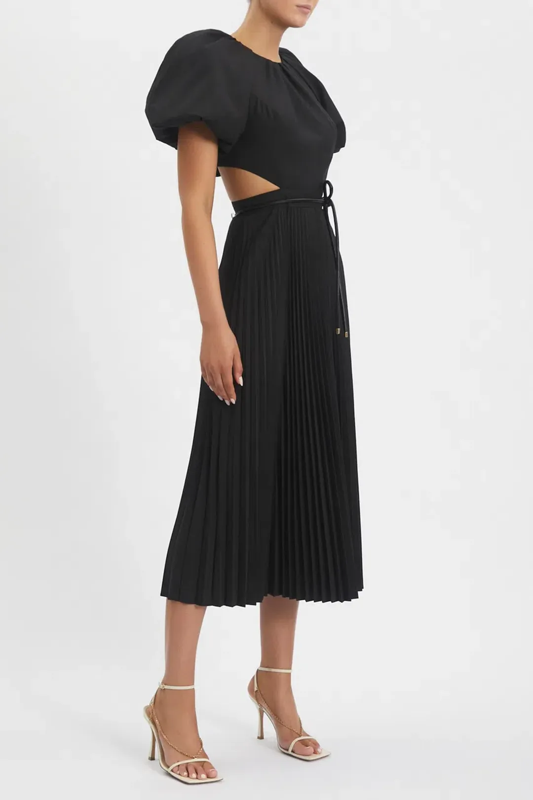 Rebecca Vallance Magdalena Puff Sleeve Midi Dress Black Size 8 for rent on The Volte - main image