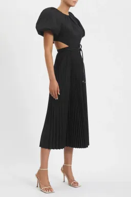 Rebecca Vallance Magdalena Puff Sleeve Midi Dress Black Size 8 for rent on The Volte - image 2