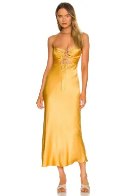 Shona Joy Alma Lace Up Midi Saffron for rent on The Volte - image 1