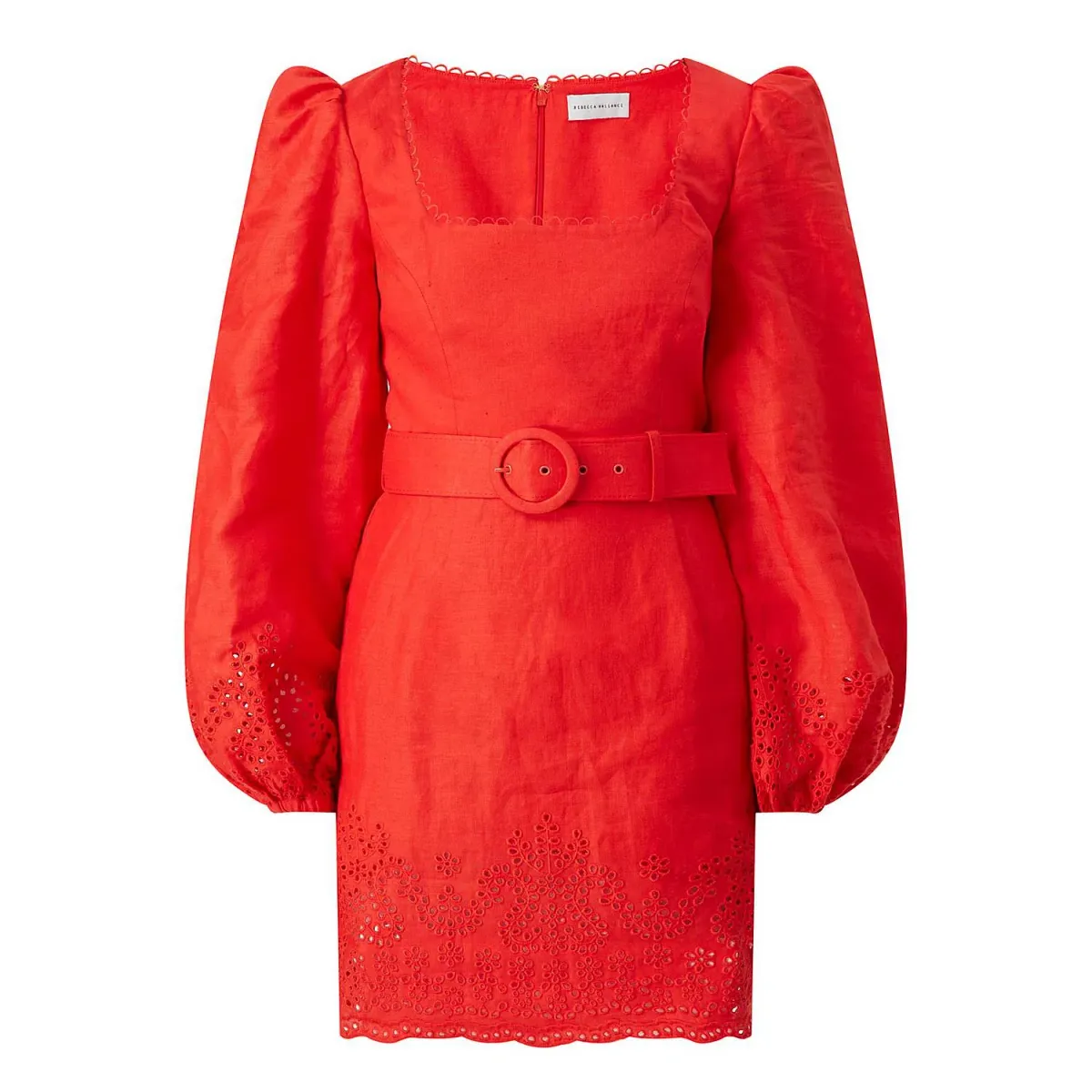 Rebecca Vallance Portia Broderie Anglaise Mini Dress Red Size 10 - Image 4