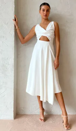 One Fell Swoop Marni Midi Dress in Pulsar White Size 10 for rent on The Volte - image 4