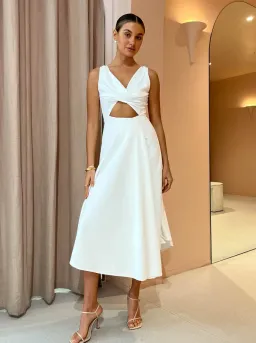 One Fell Swoop Marni Midi Dress in Pulsar White Size 10 for rent on The Volte - image 1