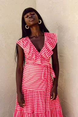 Bird and Kite Juni Wrap Dress Calypso Gingham Size XL / Au 14 for rent on The Volte - image 2