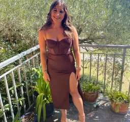 Meshki Talisa Chain Strap Midi Dress Brown Size M / Au 10 for rent on The Volte - image 2