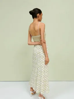 By Johnny Duality Spot Bias Midi Dress in Pistachio Spot for rent on The Volte - image 3