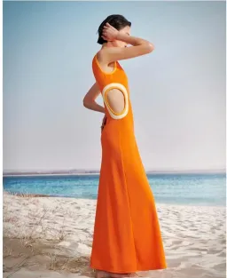 Christopher Esber Fran Verner Bind Tank Dress Orange Size 12 for rent on The Volte - image 3