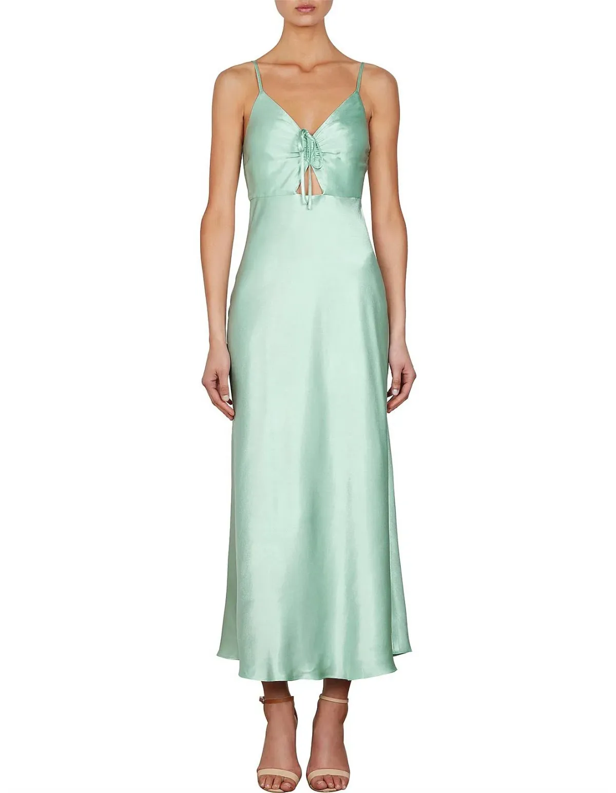 Shona Joy Jefferson Ruched Bias Midi Dress Mint Size 6 - Image 1