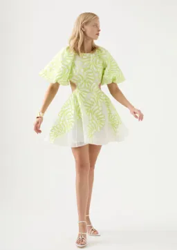 Aje Botanical Applique Mini Dress Green/White Size 8 for rent on The Volte - image 2