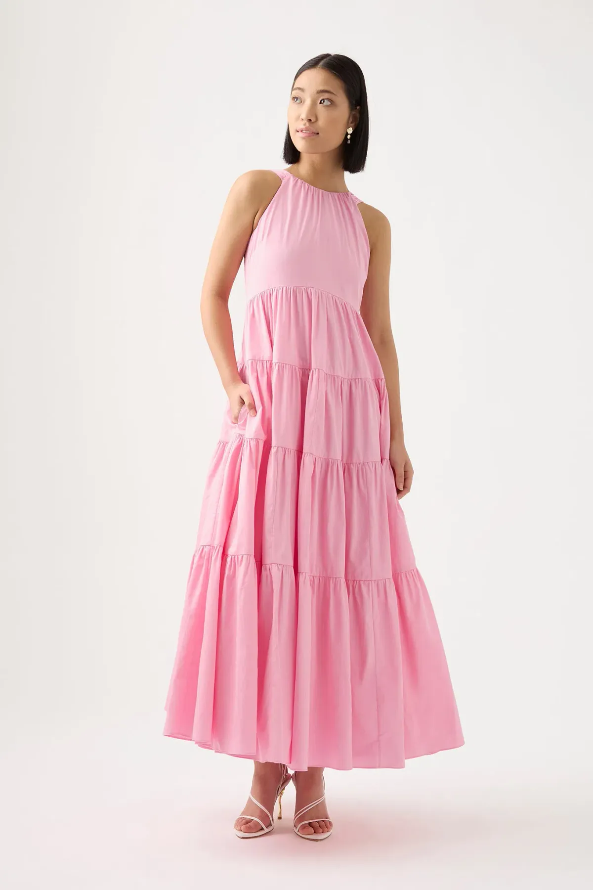 Aje Marguerite Tie Back Maxi Dress Pink Size 12 - Image 1